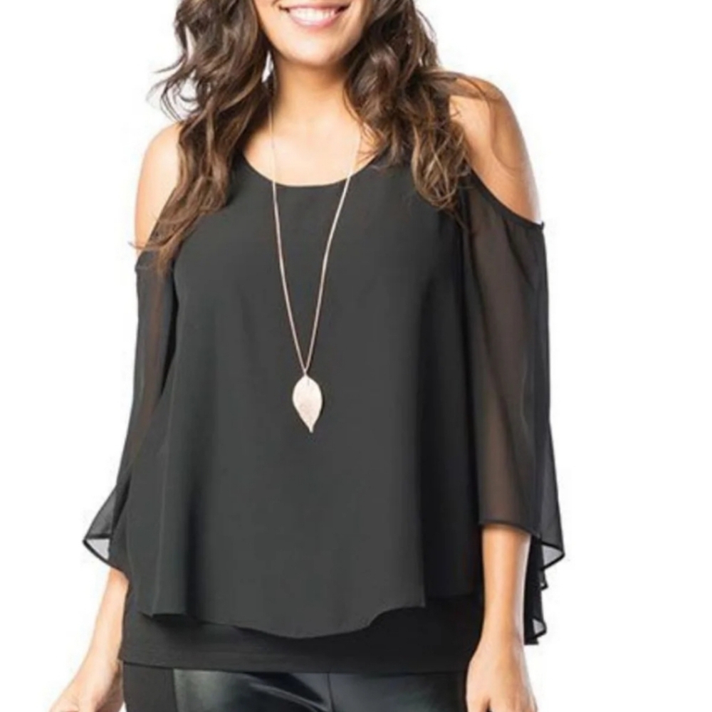 New Ruby Ribbon Cold Shoulder Blouse - image 1